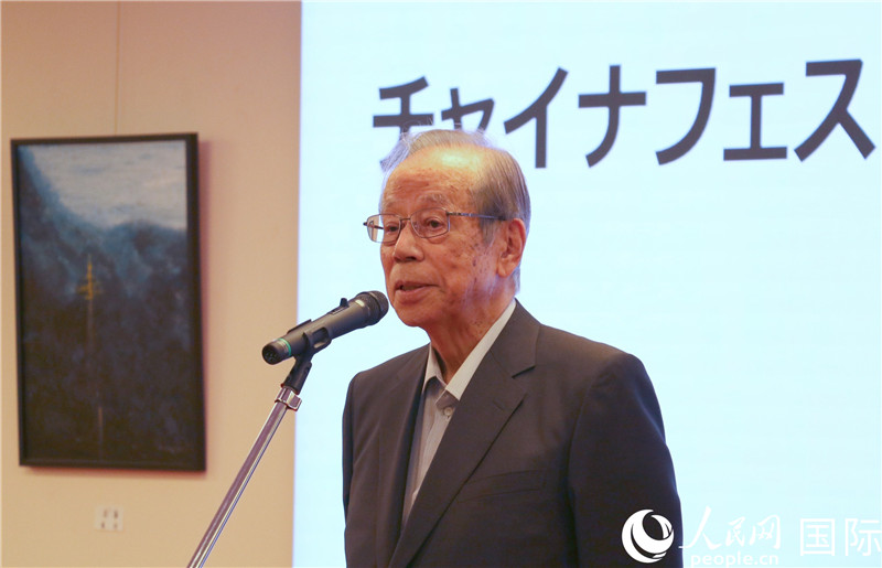 日本前首相福田康夫致辭。人民網(wǎng) 許可攝