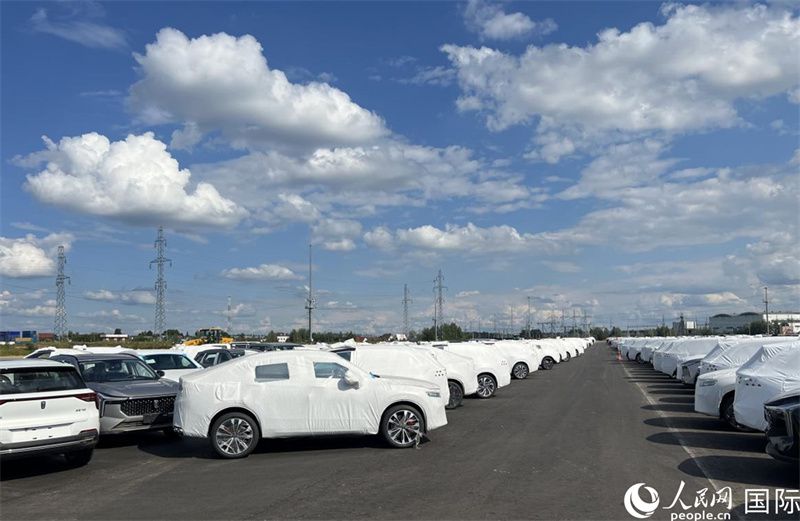 莫斯科別雷拉斯特物流中心內(nèi)的中國品牌汽車。人民網(wǎng)記者 申佳平攝