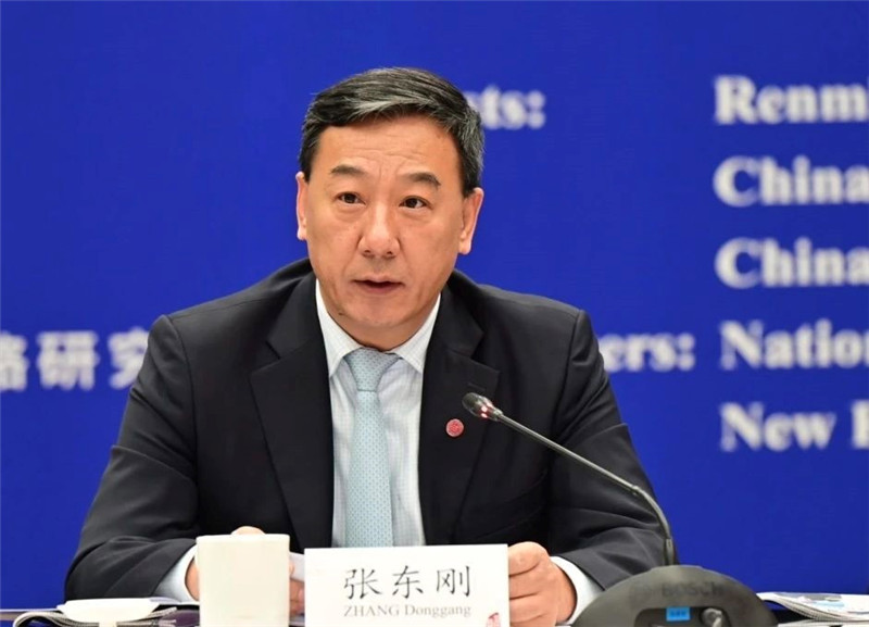 中國人民大學(xué)黨委書記、國家發(fā)展與戰(zhàn)略研究院理事長張東剛作論壇開幕致辭。主辦方供圖