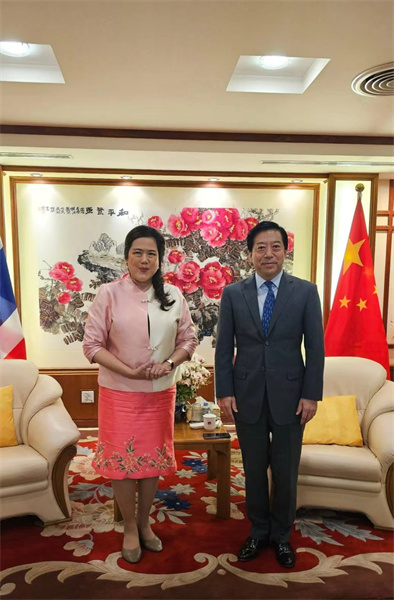 中國駐泰國大使會見泰國民聯(lián)廳候任廳長。中國駐泰國大使館供圖