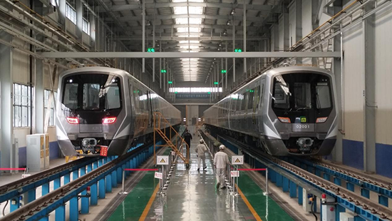 石家莊地鐵二號線列車。 中車齊車集團石家莊公司供圖