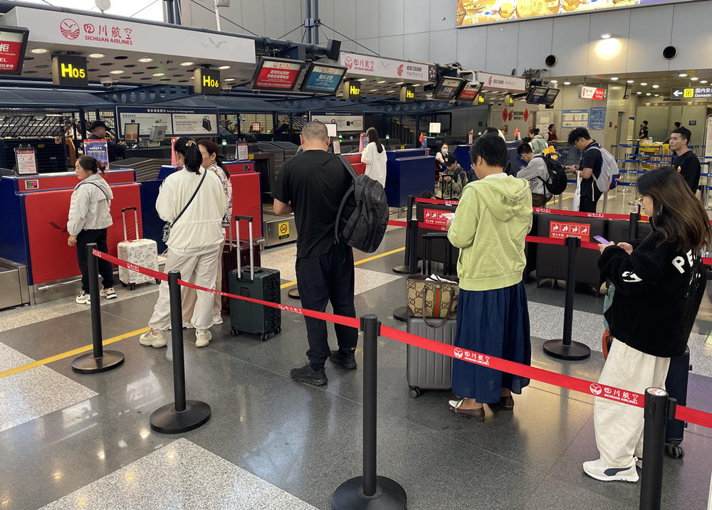 旅客在首都機場排隊辦理登機手續(xù)。人民網(wǎng)記者 喬雪峰攝