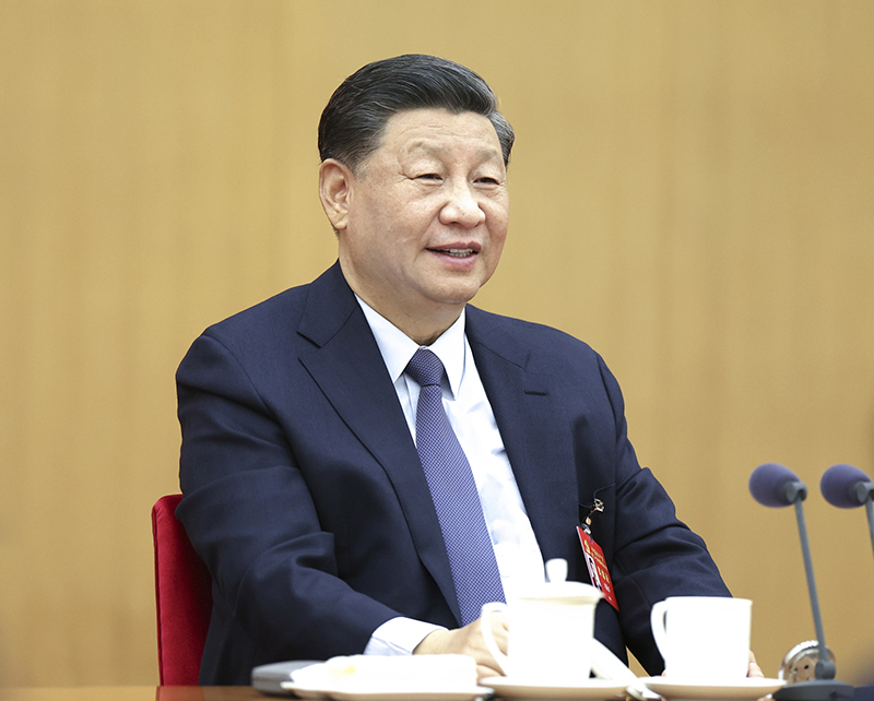 2022年10月17日，習(xí)近平同志參加黨的二十大廣西代表團(tuán)討論。