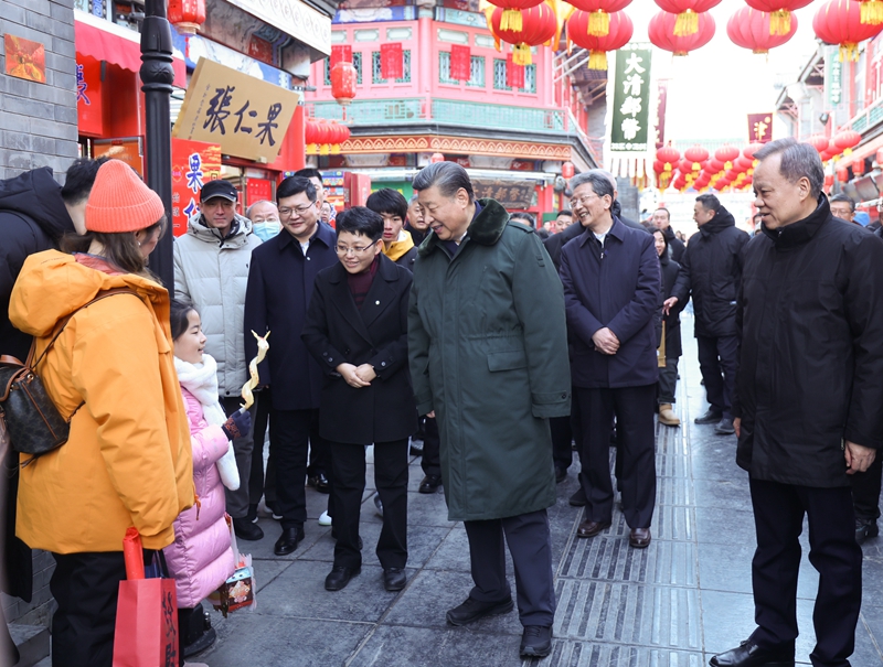 2024年2月1日，習(xí)近平總書記在天津古文化街考察。