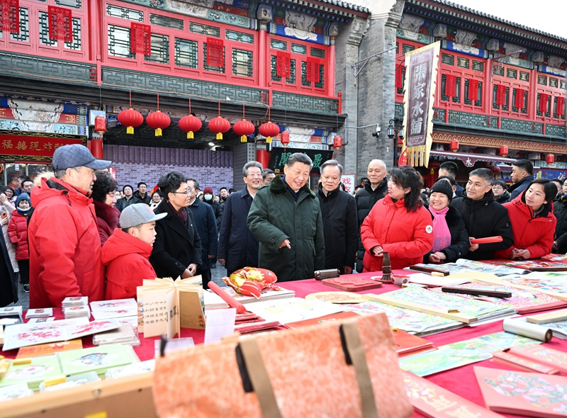 2024年2月1日，習(xí)近平總書記在天津古文化街考察。