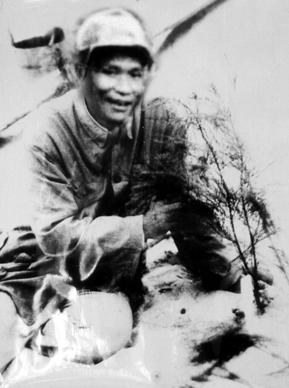 谷文昌與試種成活的木麻黃（資料照片）。