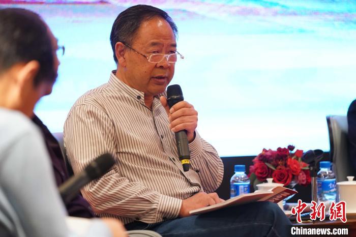 圖為青海省藝術(shù)研究所所長、文化學者耿占坤發(fā)表觀點。　蘇丹 攝