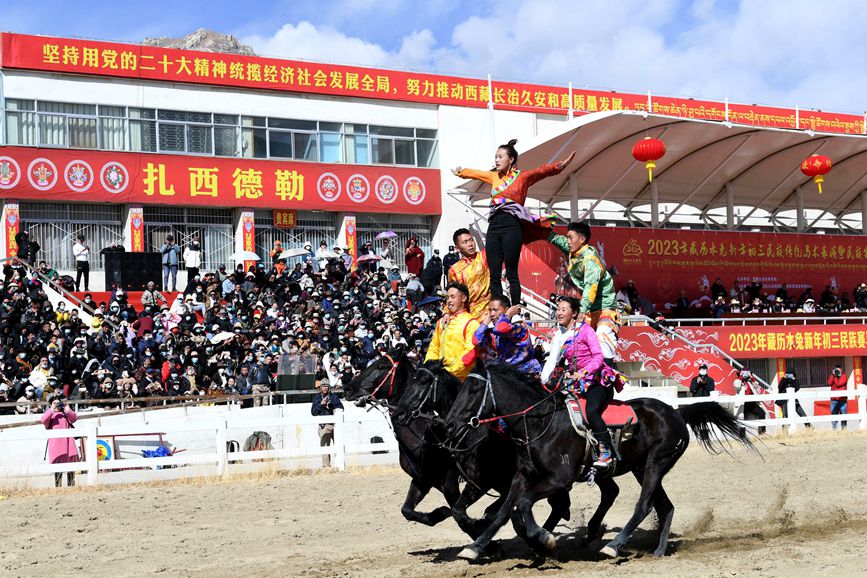藏歷新年，精彩的馬術表演。潘多攝