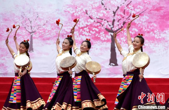 3月28日，西藏林芝第二十屆桃花旅游文化節(jié)開幕式上的文藝表演?！±盍?攝