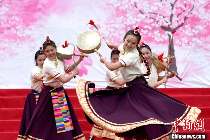 3月28日，西藏林芝第二十屆桃花旅游文化節(jié)開幕式上的文藝表演?！±盍?攝