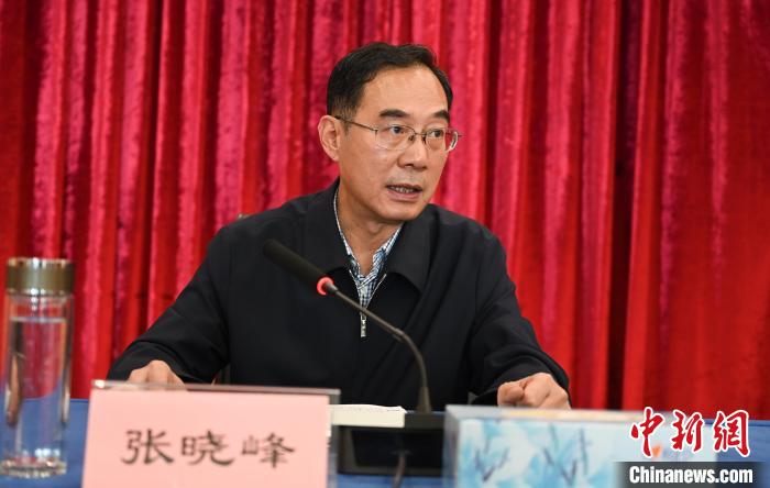圖為西藏自治區(qū)黨委宣傳部副部長(zhǎng)、西藏廣播電視臺(tái)黨組書記張曉峰致辭。　趙朗 攝